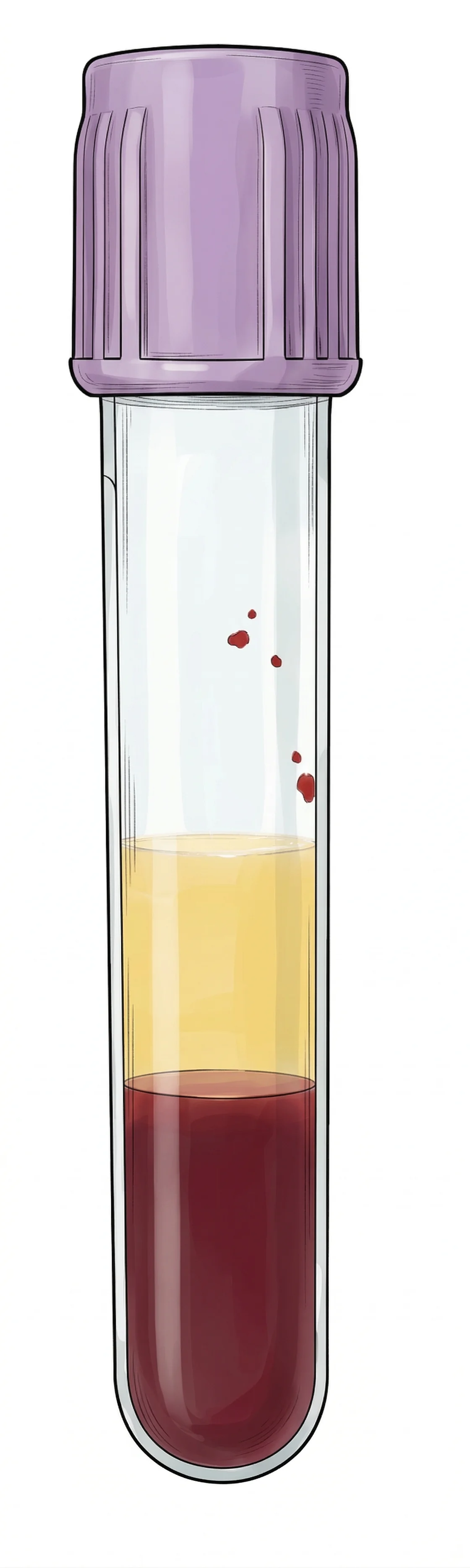 Tubo de PRP centrifugado mostrando las capas de plasma rico en plaquetas, capa leucoplaquetaria y eritrocitos